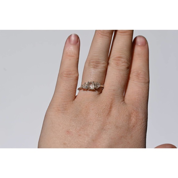 Unique One of a Kind Three Stone Raw Diamond Engagement Ring - Picture 4 of 5